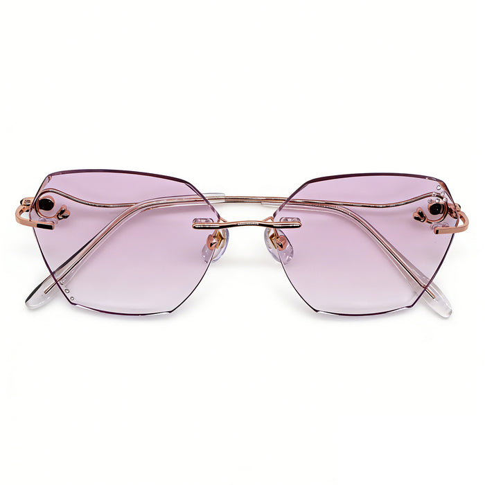 Women's Purple Gradient Polygon Rimless Anti-Blue Light Eyeglasses