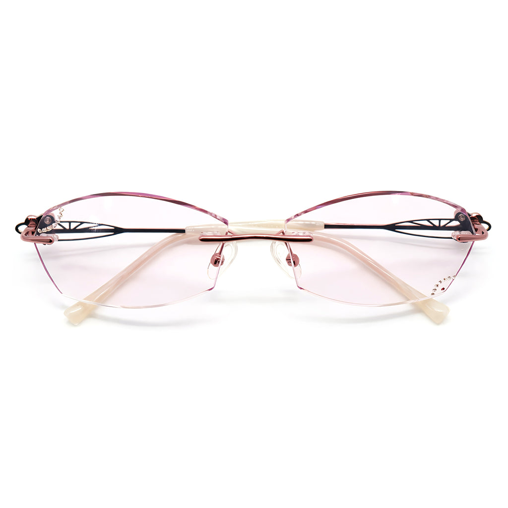 Women's Rhinestone Cat Eye Semi-Rimless Anti-Blue Light Eyeglasses