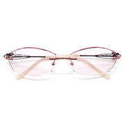 Women's Rhinestone Cat Eye Semi-Rimless Anti-Blue Light Eyeglasses