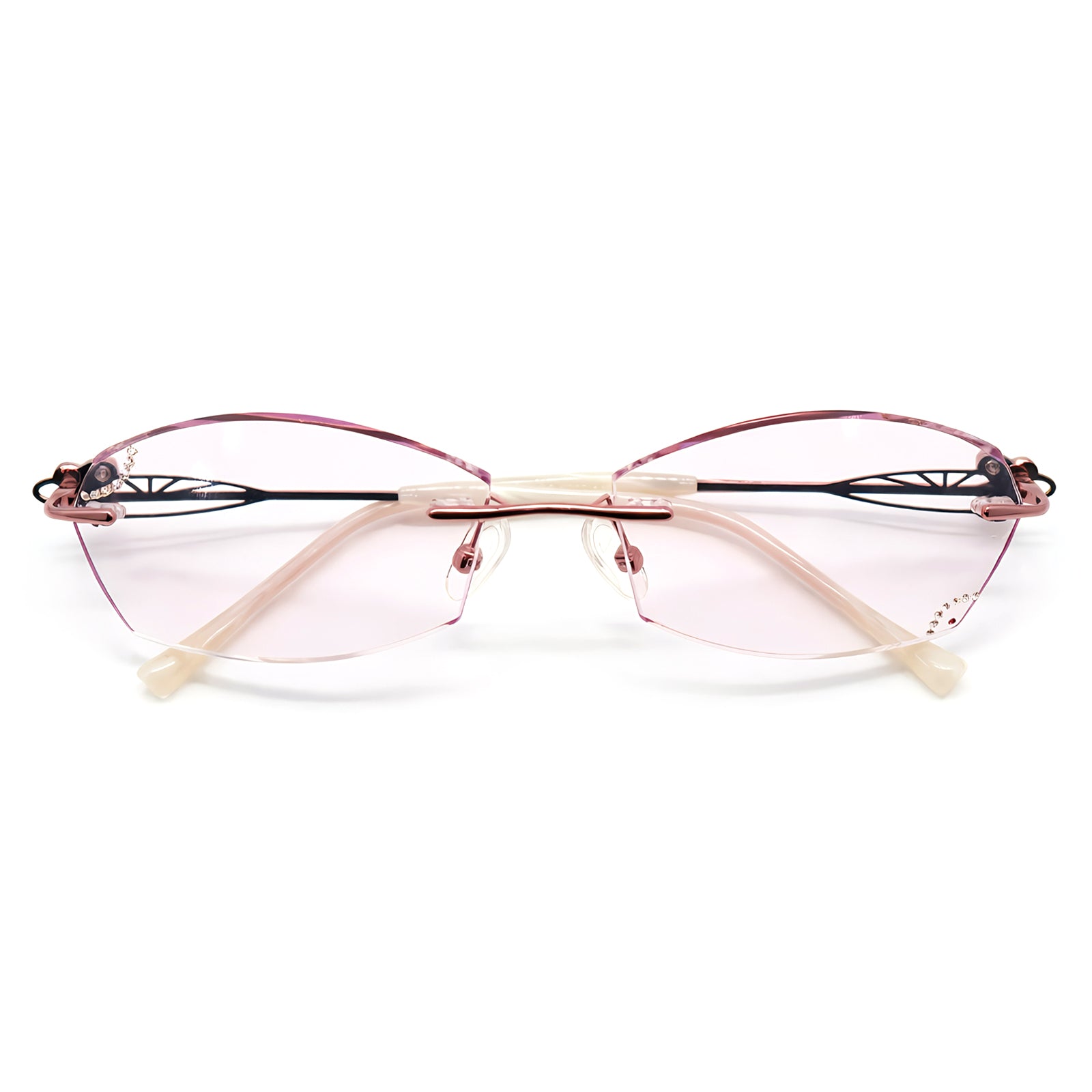Women's Rhinestone Cat Eye Semi-Rimless Anti-Blue Light Eyeglasses