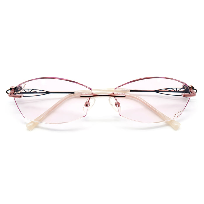 Women's Rhinestone Cat Eye Semi-Rimless Anti-Blue Light Eyeglasses