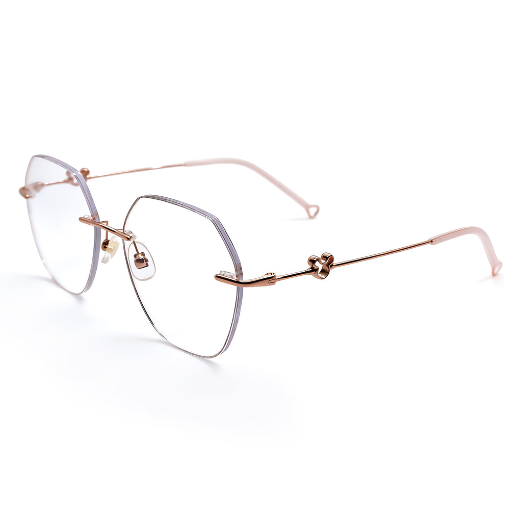Women's Mickey Glitter Edge Rimless Anti-Blue Light Eyeglasses