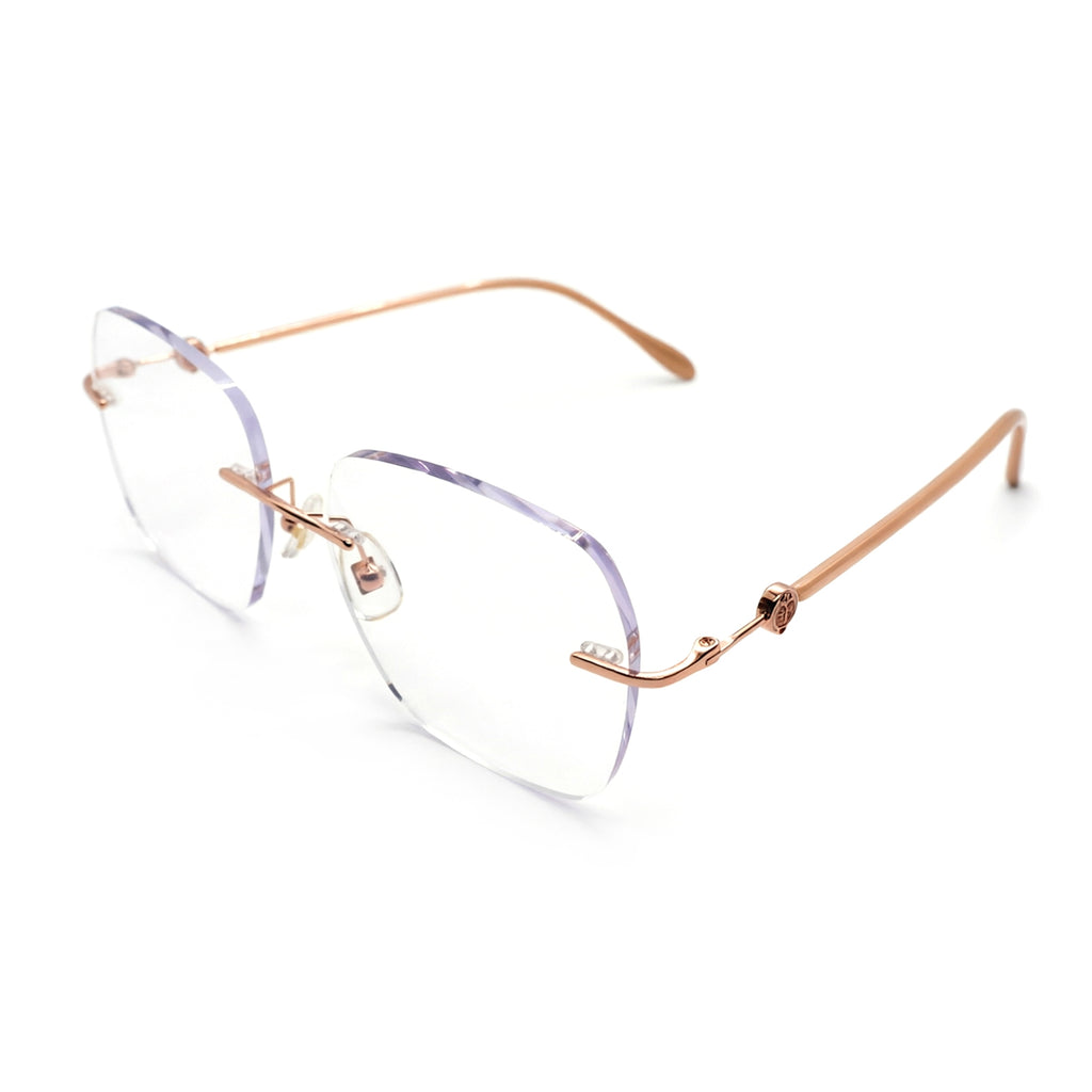 Women's Rose Gold Rimless Anti-Blue Light Eyeglasses