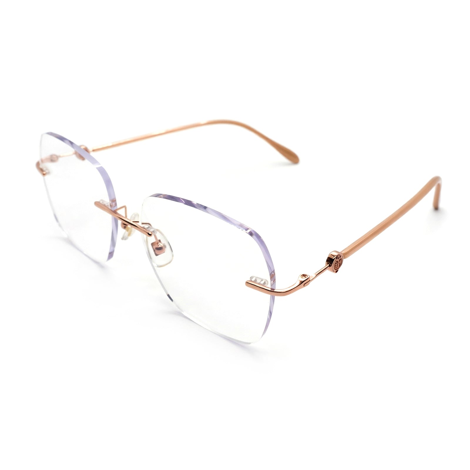 Women's Rose Gold Rimless Anti-Blue Light Eyeglasses