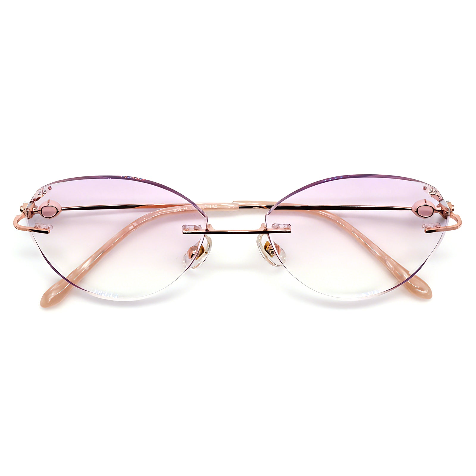 Purple Gradient Cat Eye Rimless Anti-Blue Light Eyeglasses