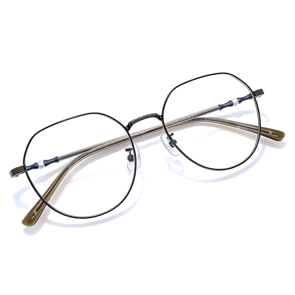 Chic Pearl Accent Round Metal Eyeglasses