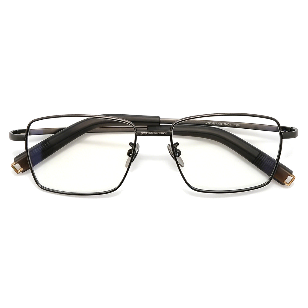 Sleek Black Metal Eyeglasses for Men, Anti Blue Light Blocking Glasses for Daily Use