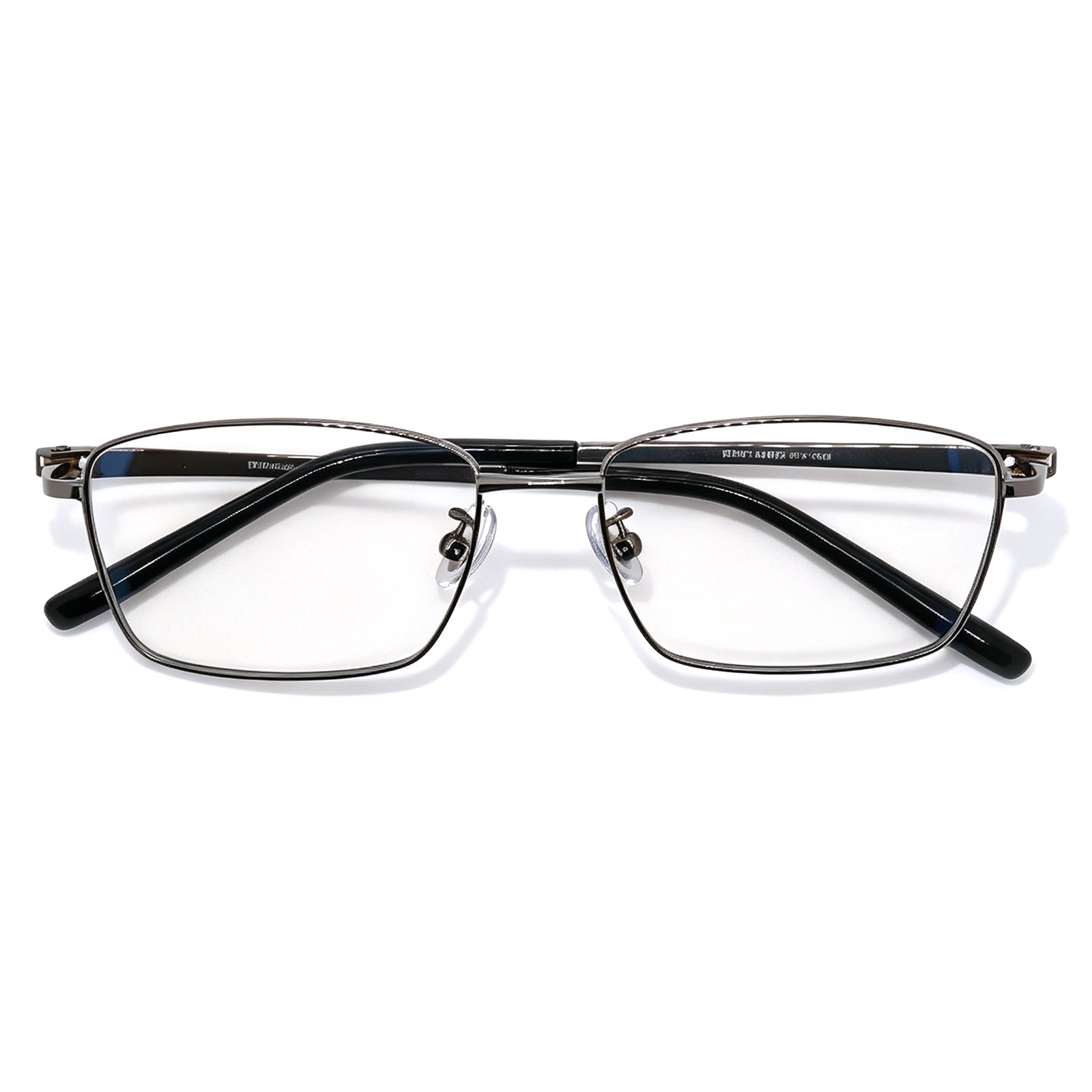 Men's Black Rectangle Metal Eyeglasses Frame, Anti Blue Light Computer Glasses, Business Style