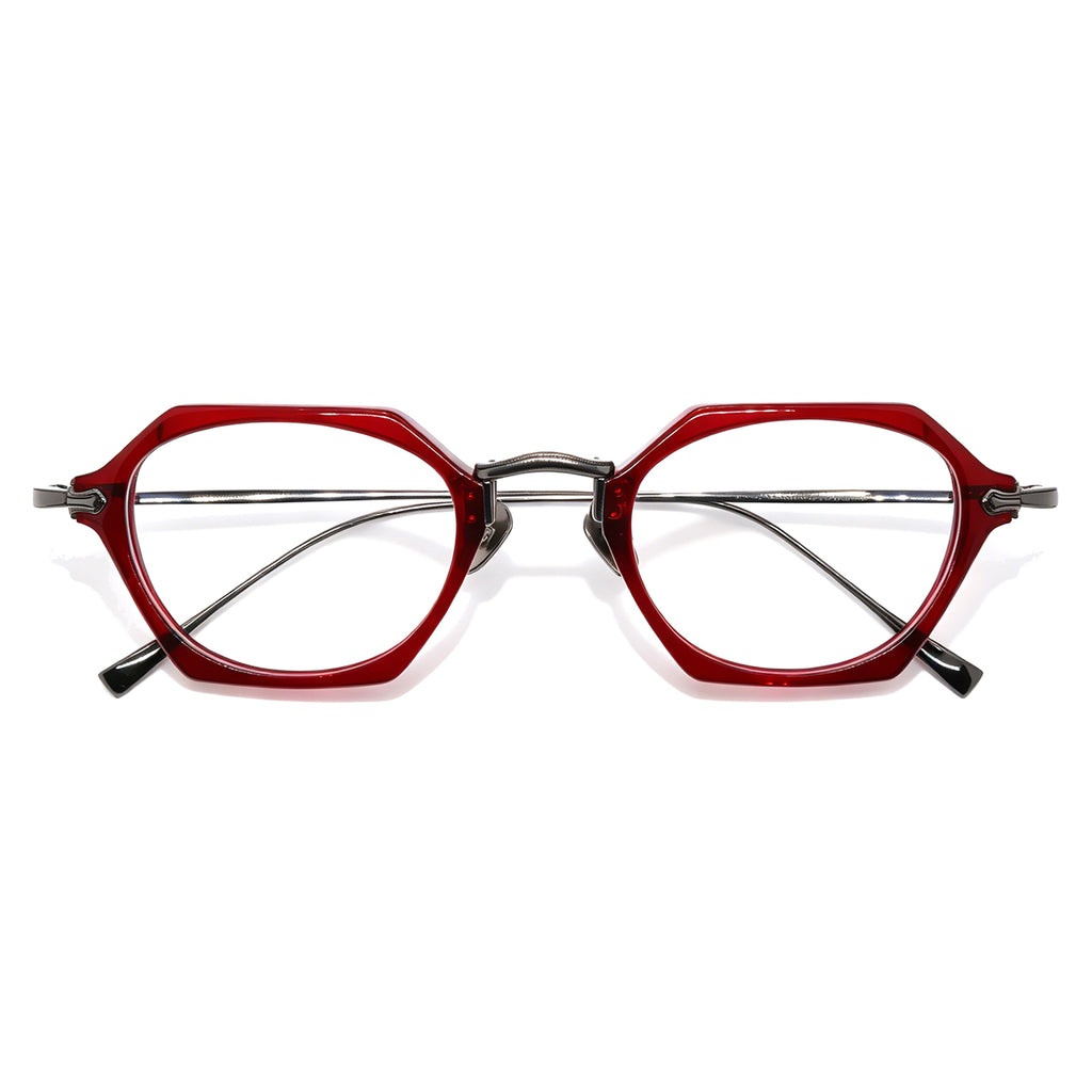 Unique Hexagonal Eyeglasses, Tortoise Acetate & Metal, Prescription Ready