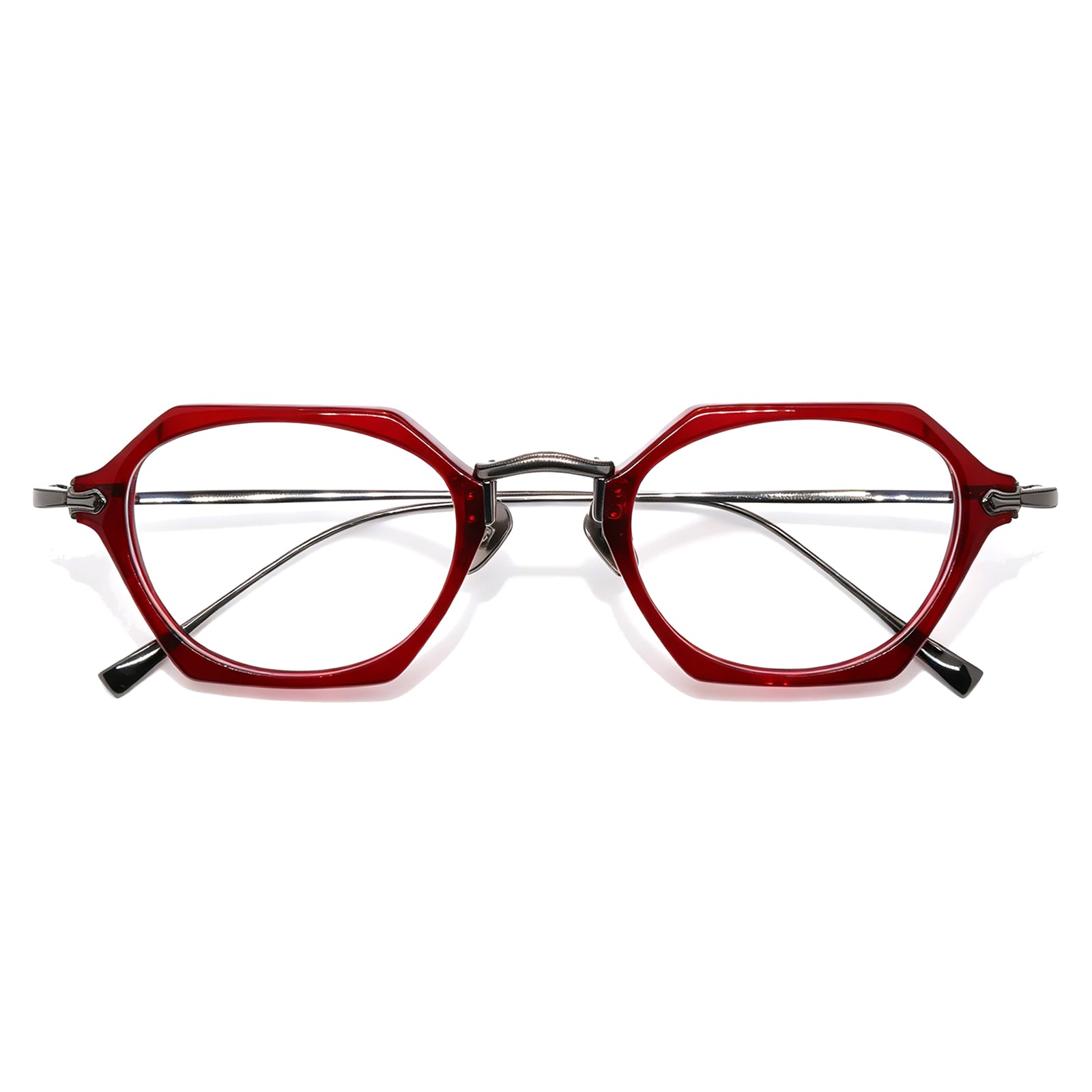 Unique Hexagonal Eyeglasses, Tortoise Acetate & Metal, Prescription Ready