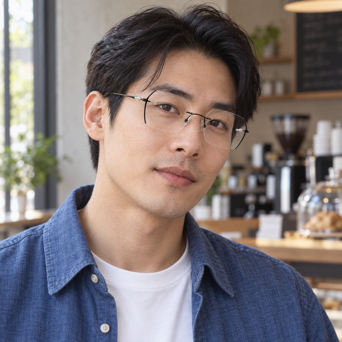 Unisex Polygon Cut Semi-Rimless Gold Engraved Luxury Eyeglasses, Free Shipping on Orders Over $69