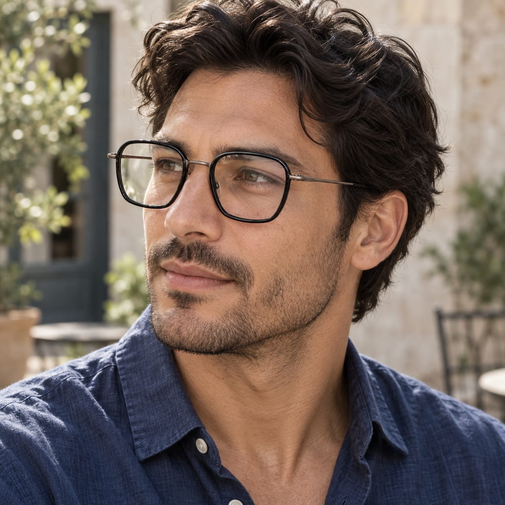 Unisex Square Full-Rim Acetate & Metal Spliced Eyeglasses, Free Shipping on Orders Over $69