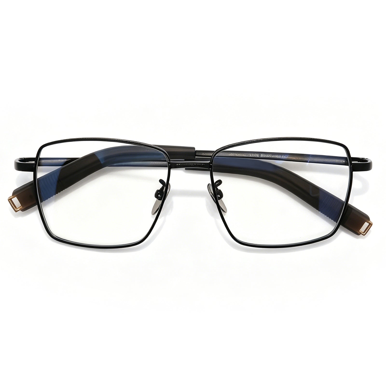 Sleek Black Metal Eyeglasses for Men, Anti Blue Light Blocking Glasses for Daily Use