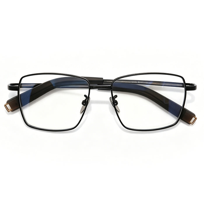 Sleek Black Metal Eyeglasses for Men, Anti Blue Light Blocking Glasses for Daily Use