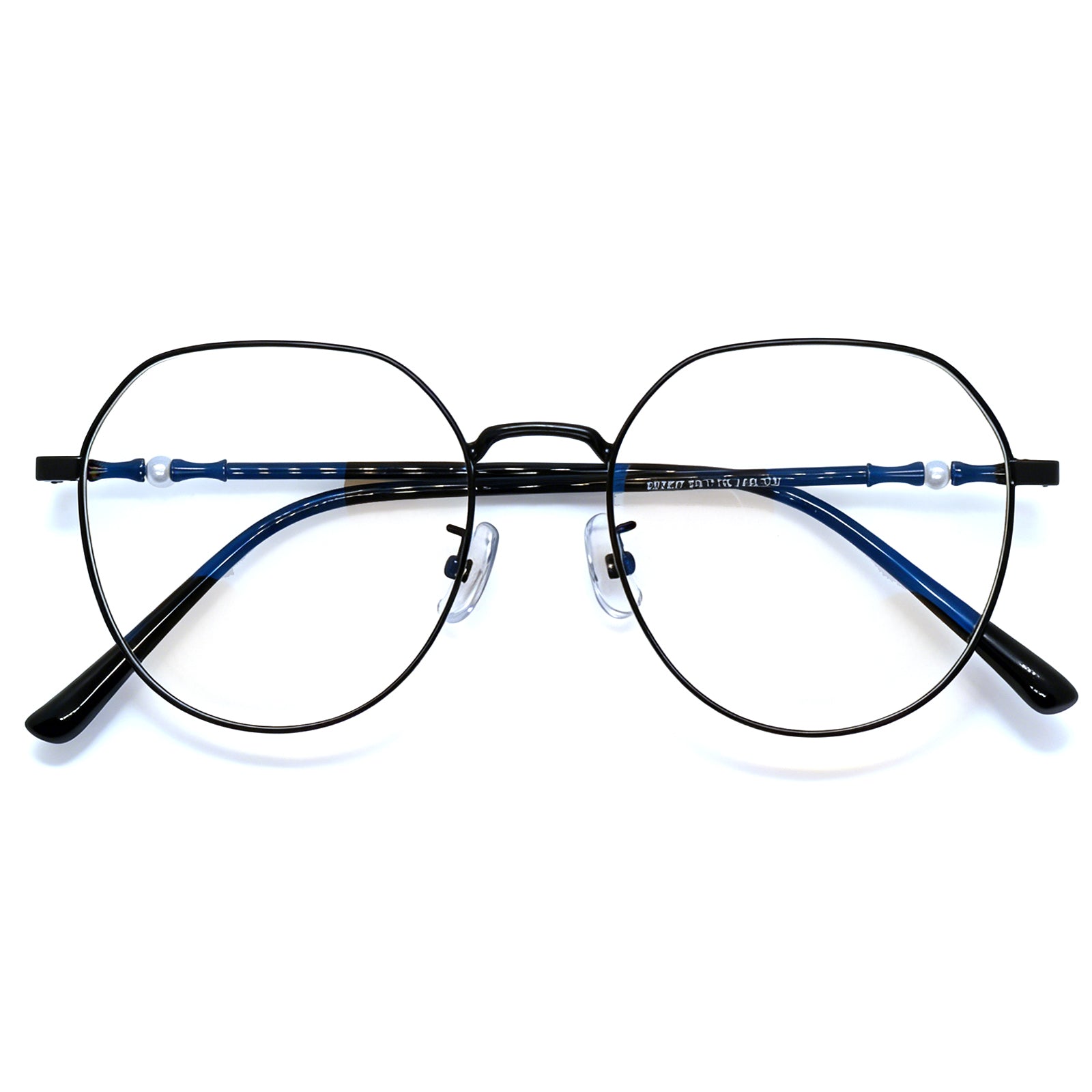 Chic Pearl Accent Round Metal Eyeglasses