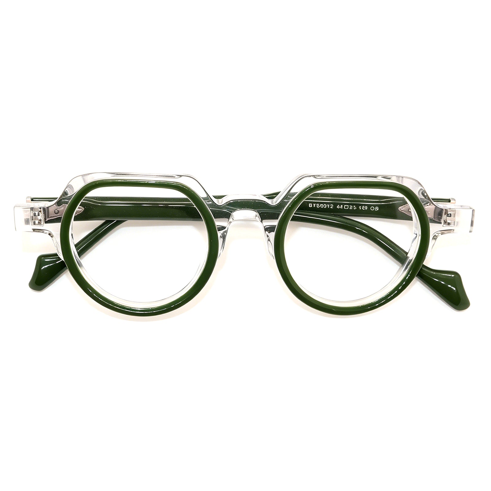 Retro Clear & Black Round Eyeglasses, Two-Tone Acetate Frame, Anti Blue Light