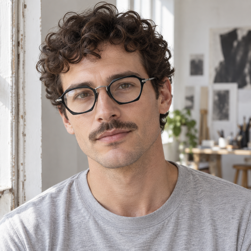 Unisex Polygon Full-Rim Tortoise Acetate & Bronze Metal Vintage Eyeglasses, Free Shipping on Orders Over $69
