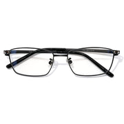 Men's Black Rectangle Metal Eyeglasses Frame, Anti Blue Light Computer Glasses, Business Style