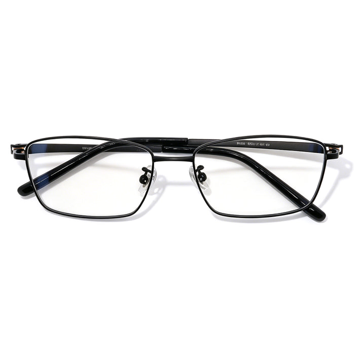 Men's Black Rectangle Metal Eyeglasses Frame, Anti Blue Light Computer Glasses, Business Style