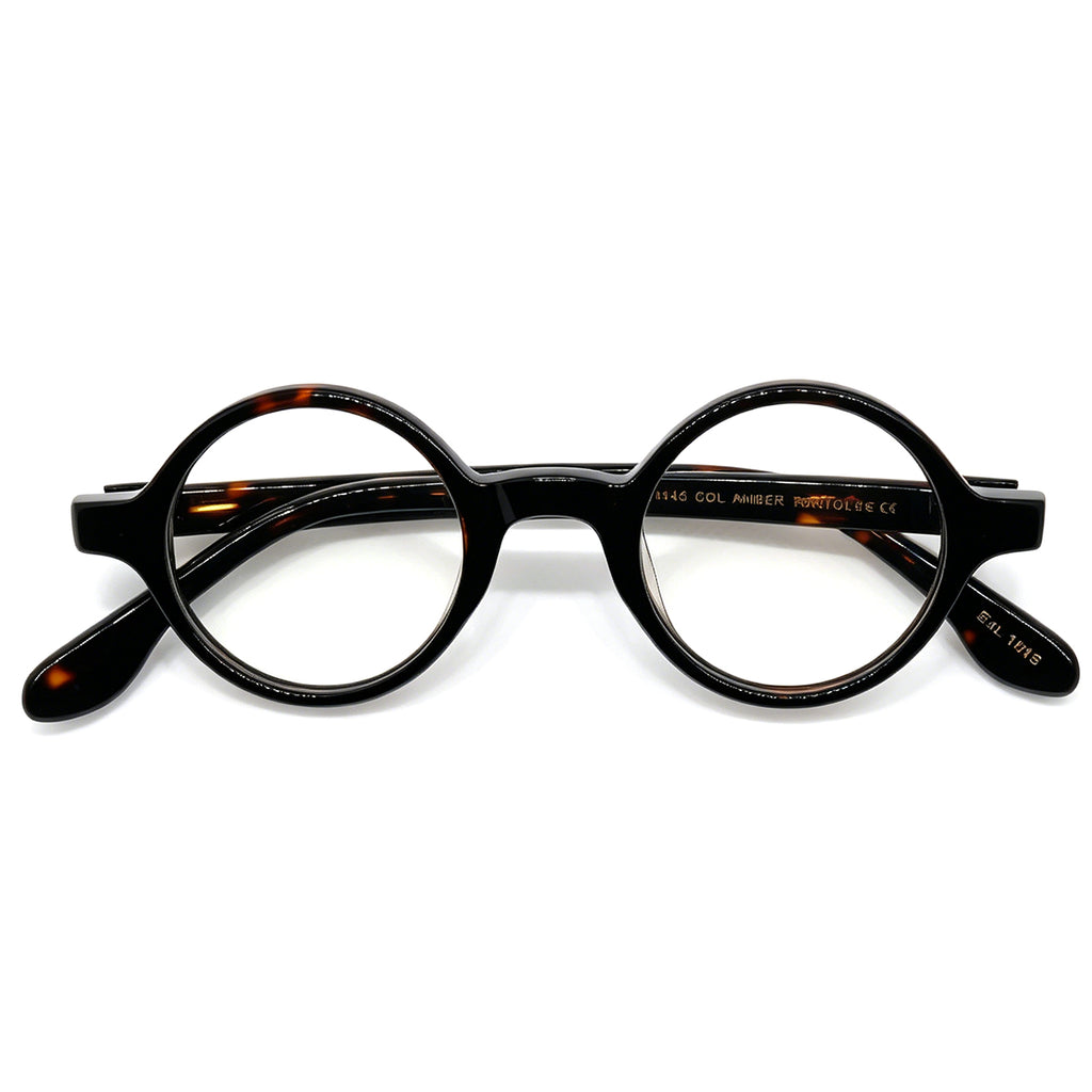 Vintage Tortoise Round Eyeglasses, Thick Acetate Frame, Retro Style for Men Women