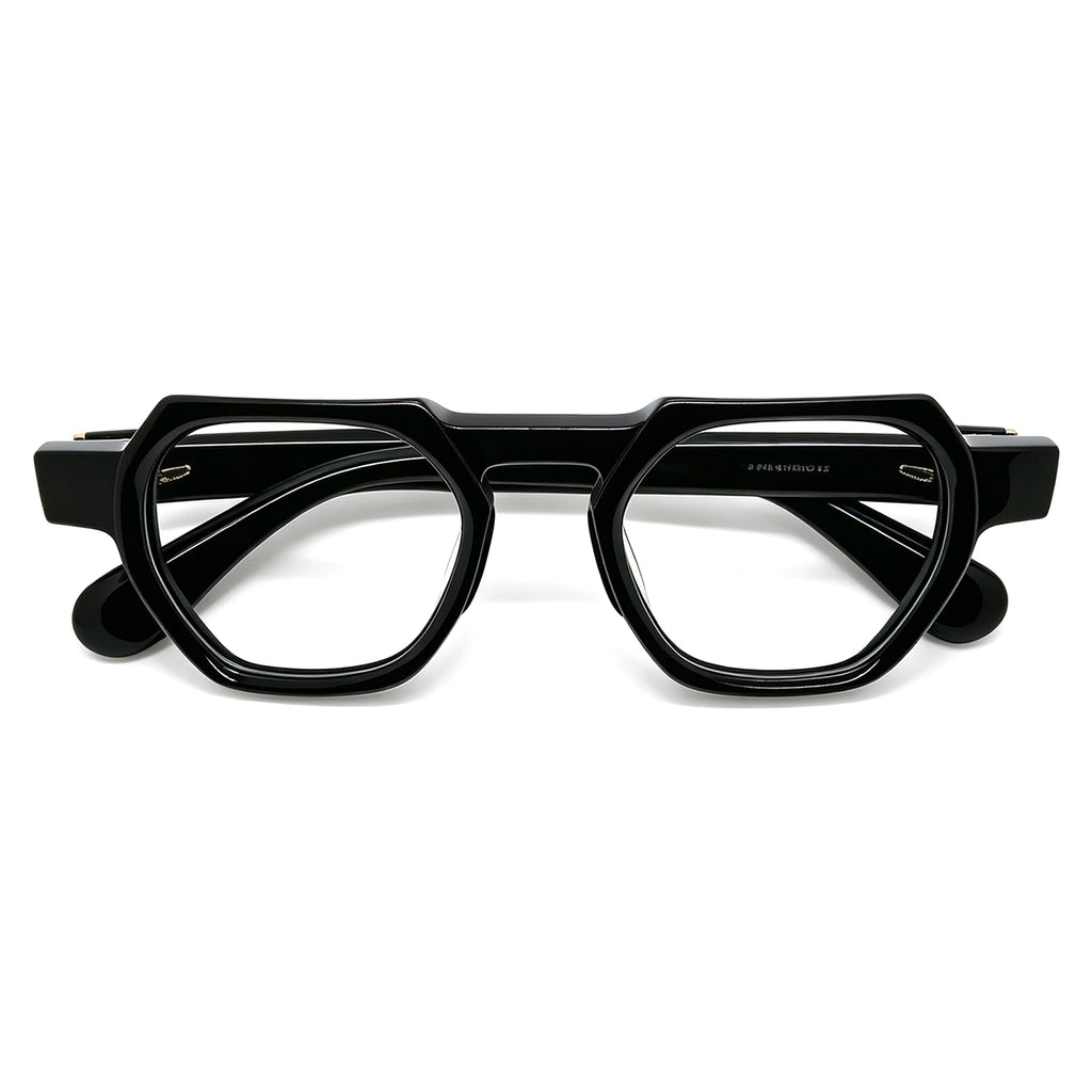 Chunky Black Polygon Glasses, Fashion Acetate Eyewear for Daily & Street Style