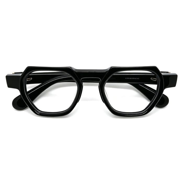 Chunky Black Polygon Glasses, Fashion Acetate Eyewear for Daily & Street Style