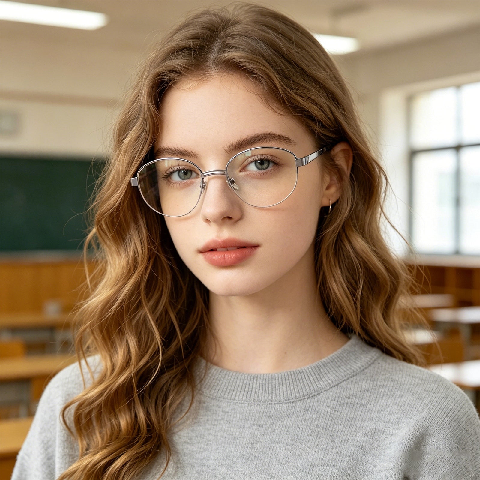 Sleek Black Browline Glasses, Lightweight Half-Rim Design