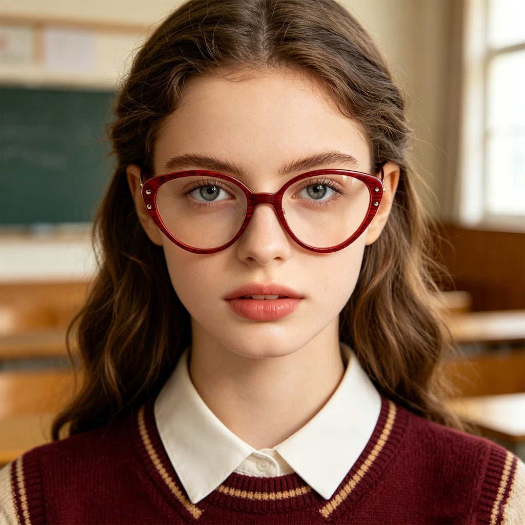 Women’s Retro Cat-Eye Eyeglasses with Metal Accents