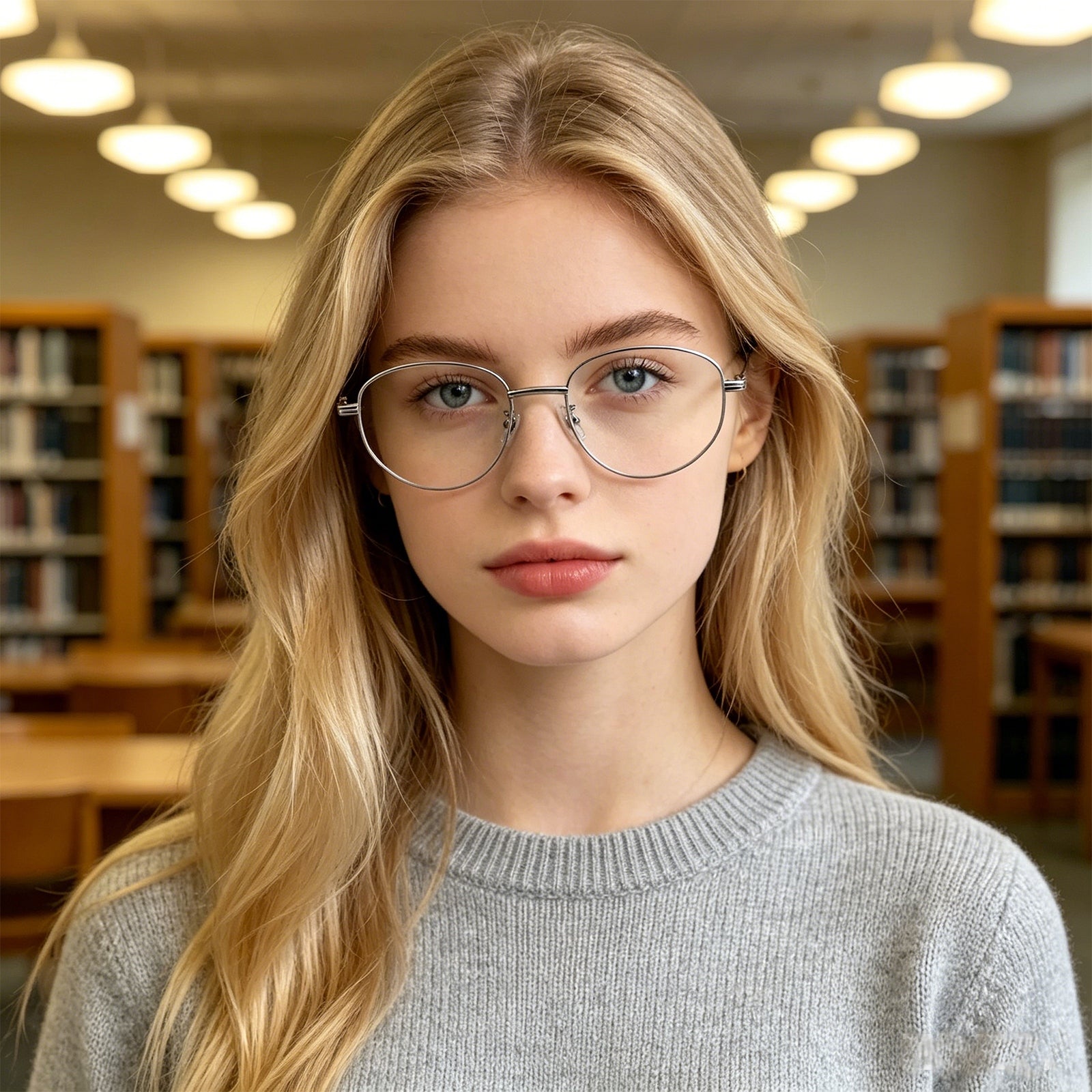 Minimalist Oval Metal Glasses, Purple Temple Details