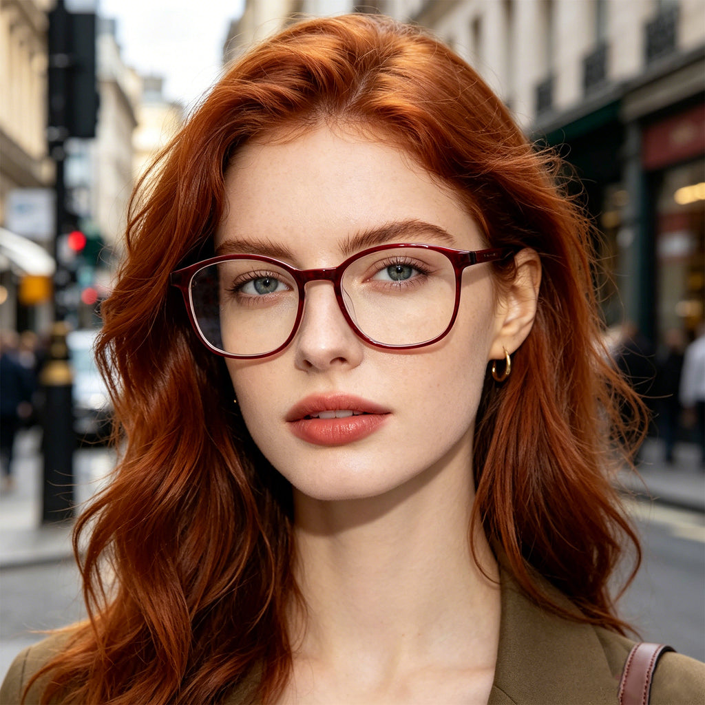 Wine Red Translucent TR90 Casual Daily Optical Glasses