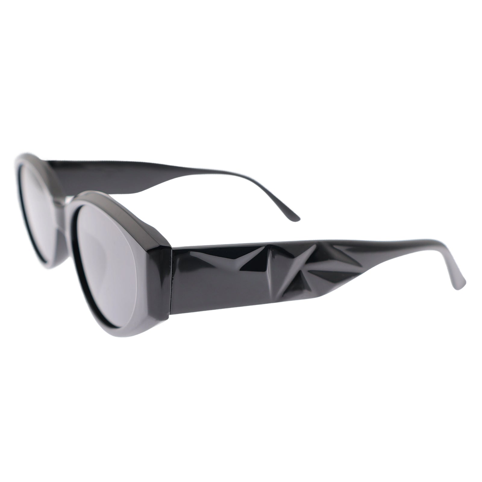 Modern Wide-Temple Cat-Eye Sunglasses, Anti-Glare