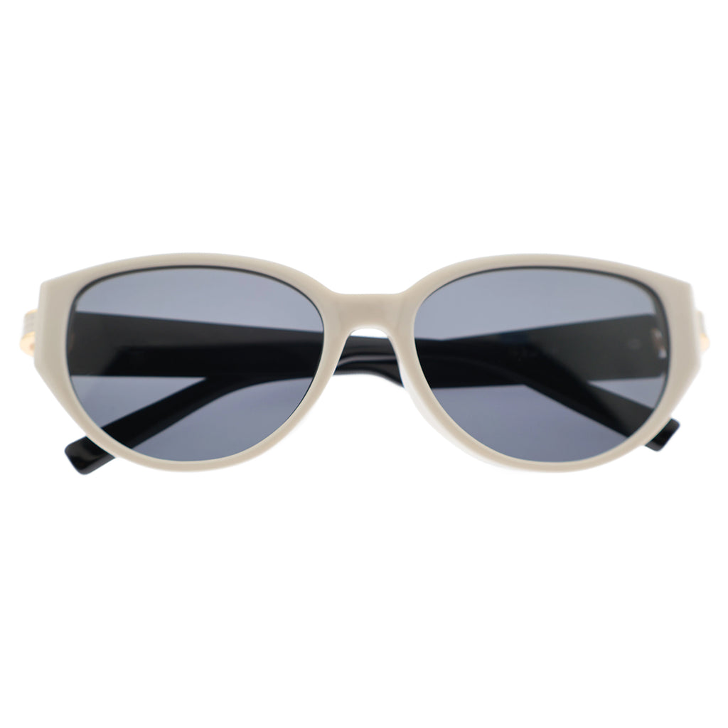 Minimalist Cream Oval Sunglasses, Anti-Glare