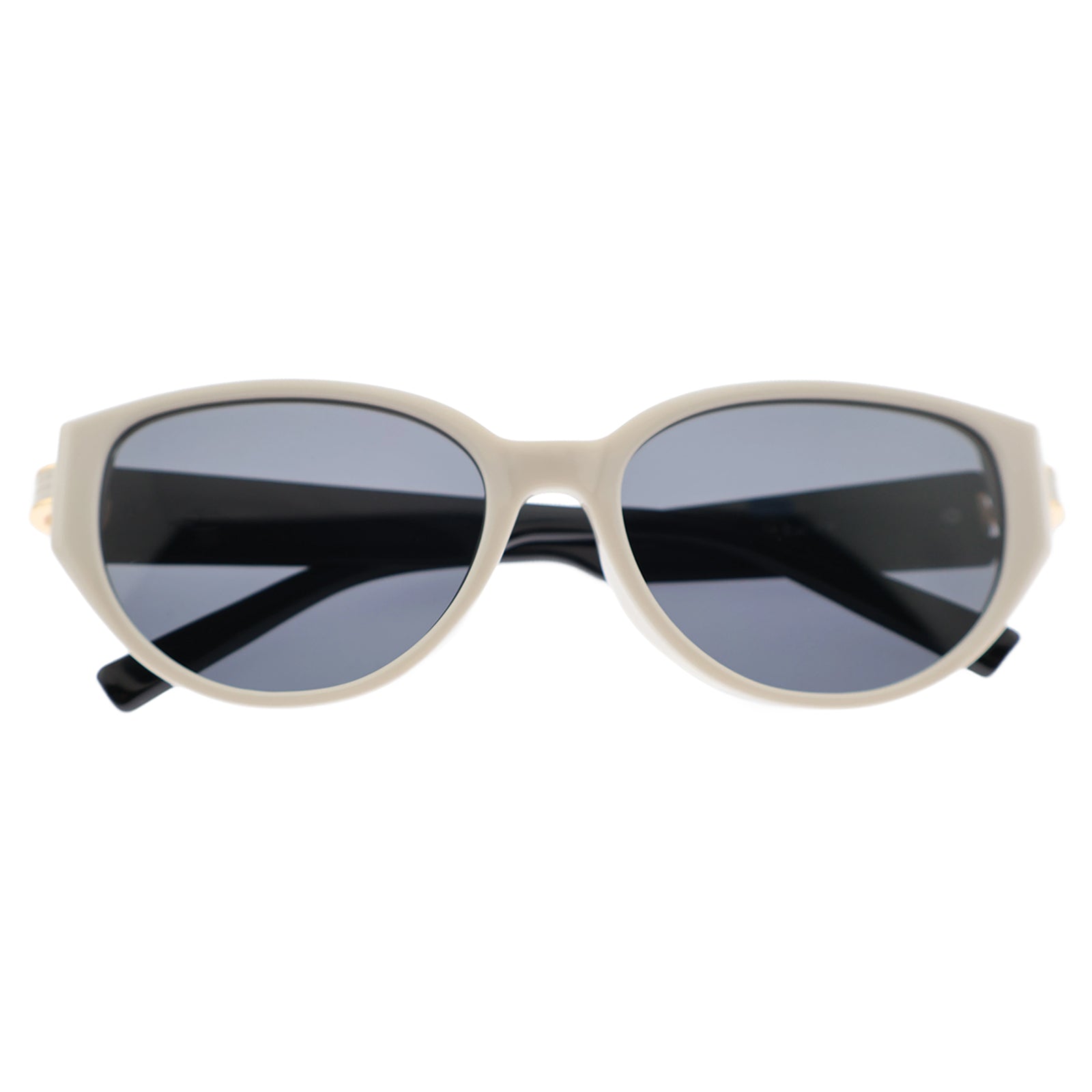 Minimalist Cream Oval Sunglasses, Anti-Glare