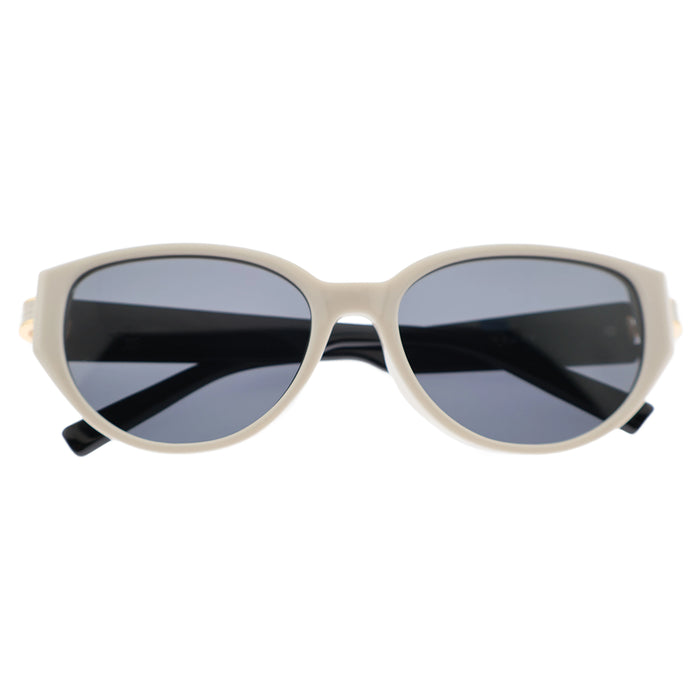 Minimalist Cream Oval Sunglasses, Anti-Glare