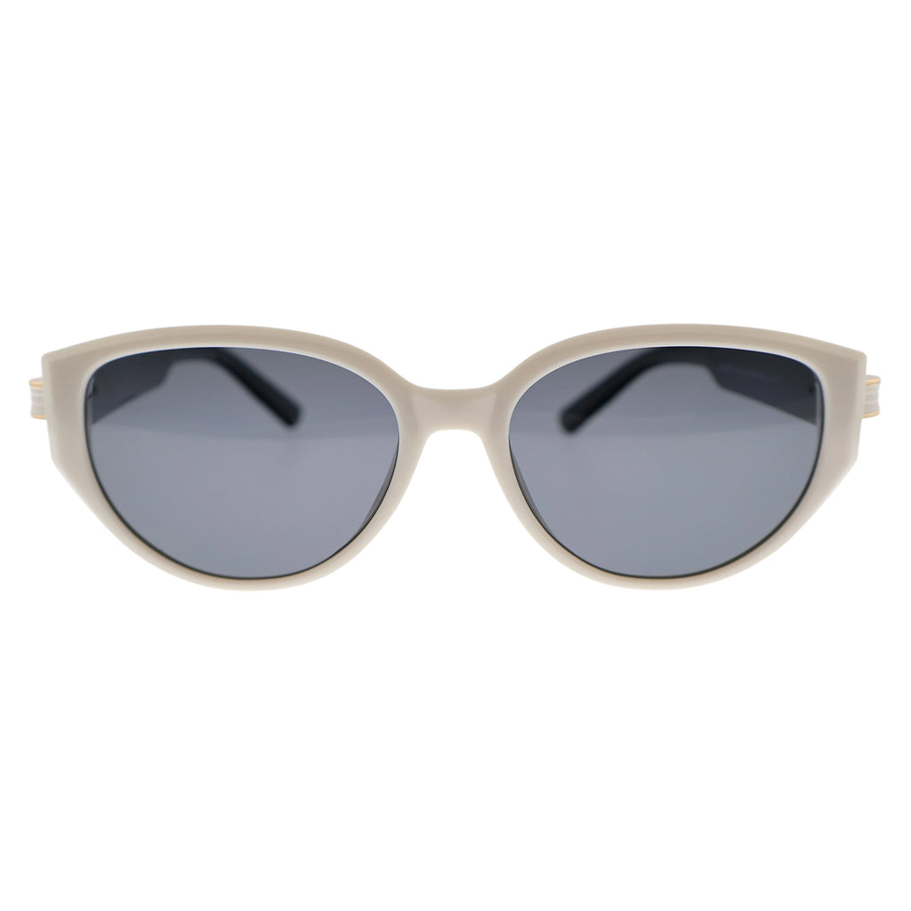 Minimalist Cream Oval Sunglasses, Anti-Glare