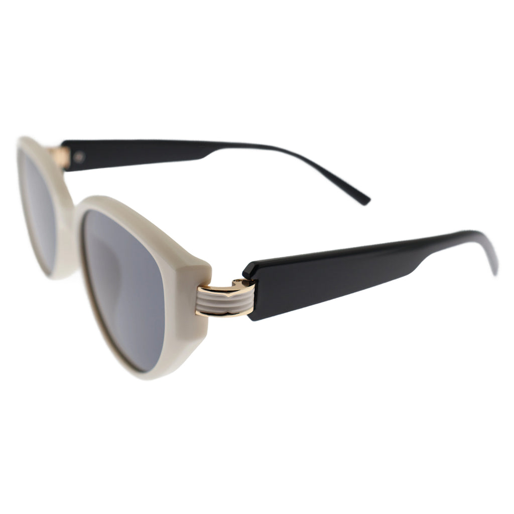 Minimalist Cream Oval Sunglasses, Anti-Glare