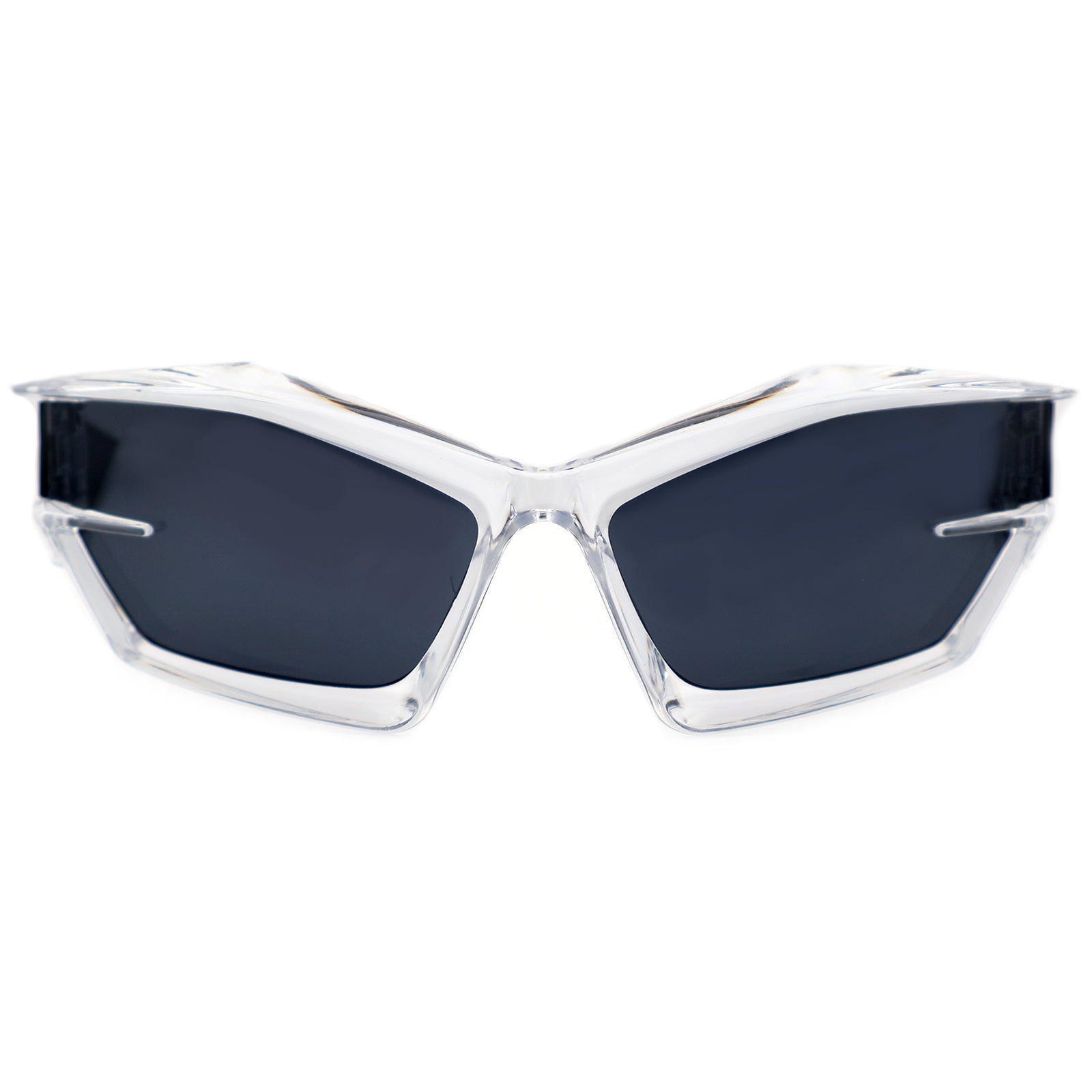 Futuristic Cat-Eye Black Sunglasses with Geometric Frame
