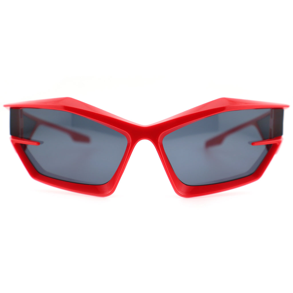 Futuristic Cat-Eye Black Sunglasses with Geometric Frame