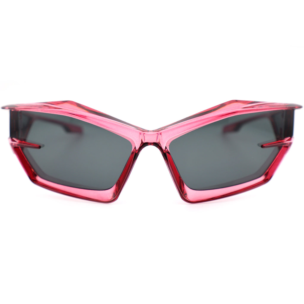 Futuristic Cat-Eye Black Sunglasses with Geometric Frame