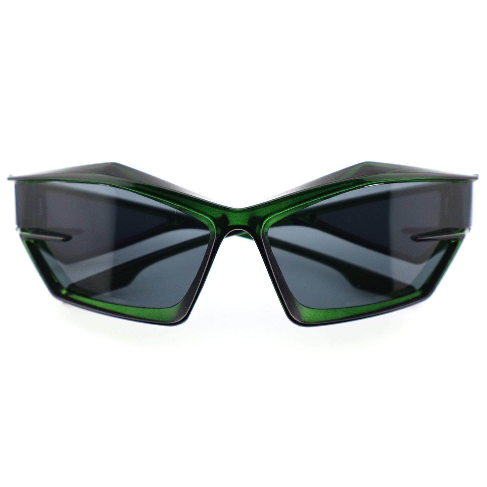 Futuristic Cat-Eye Black Sunglasses with Geometric Frame