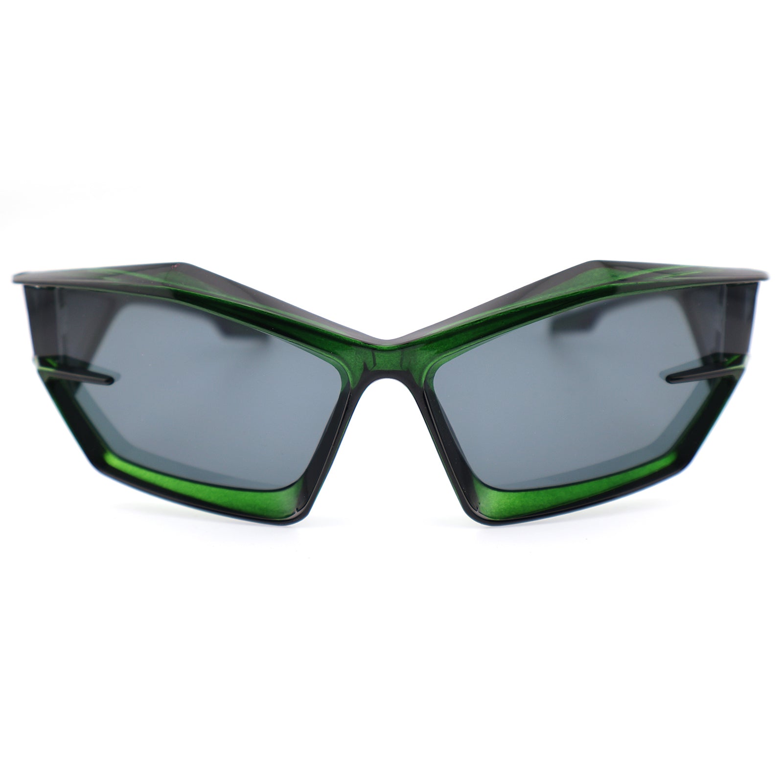 Futuristic Cat-Eye Black Sunglasses with Geometric Frame