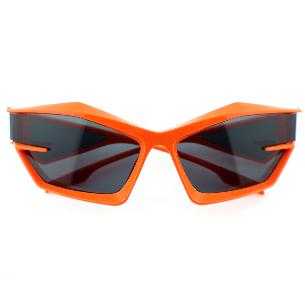 Futuristic Cat-Eye Black Sunglasses with Geometric Frame