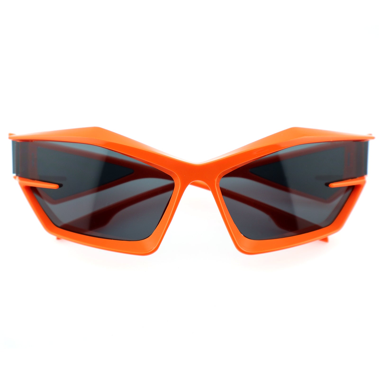 Futuristic Cat-Eye Black Sunglasses with Geometric Frame