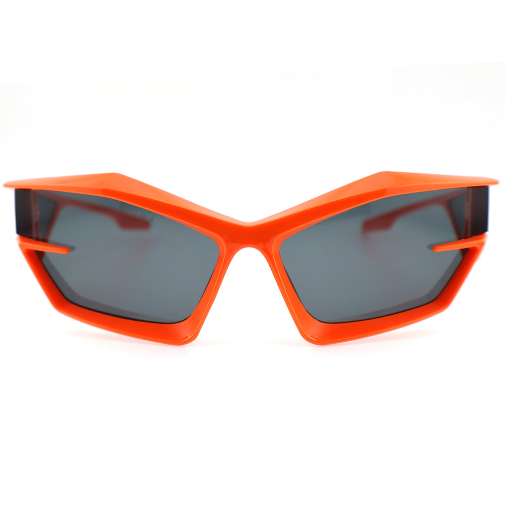 Futuristic Cat-Eye Black Sunglasses with Geometric Frame