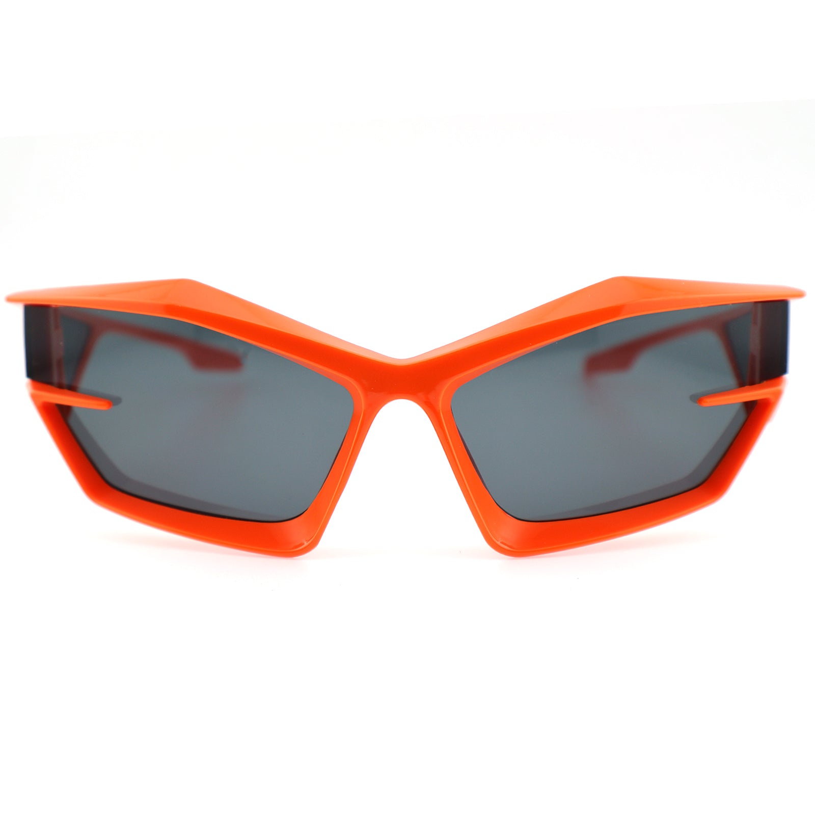 Futuristic Cat-Eye Black Sunglasses with Geometric Frame