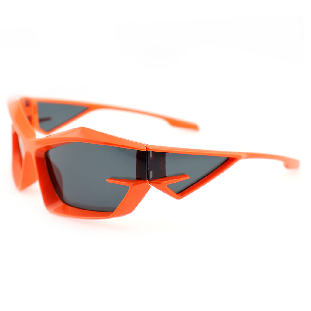 Futuristic Cat-Eye Black Sunglasses with Geometric Frame