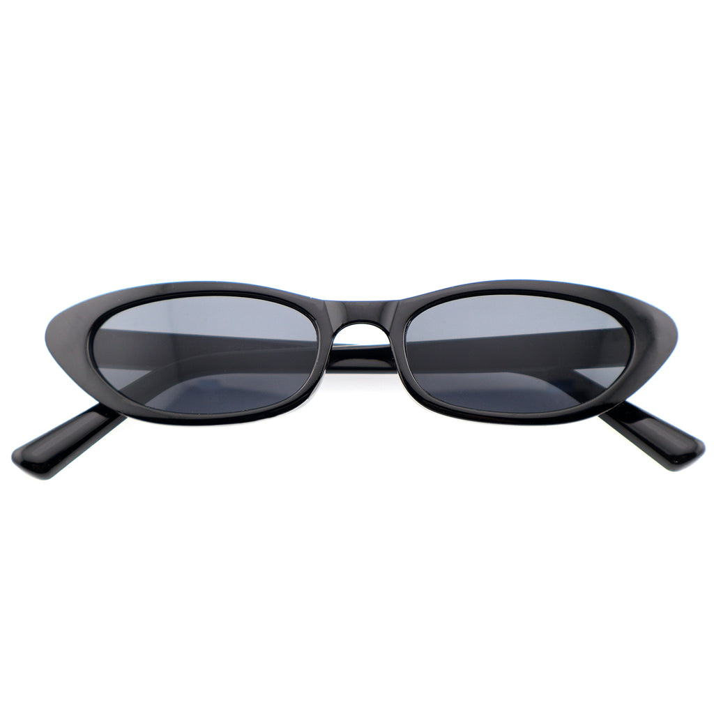 Retro Black Narrow Cat-Eye Sunglasses for Women