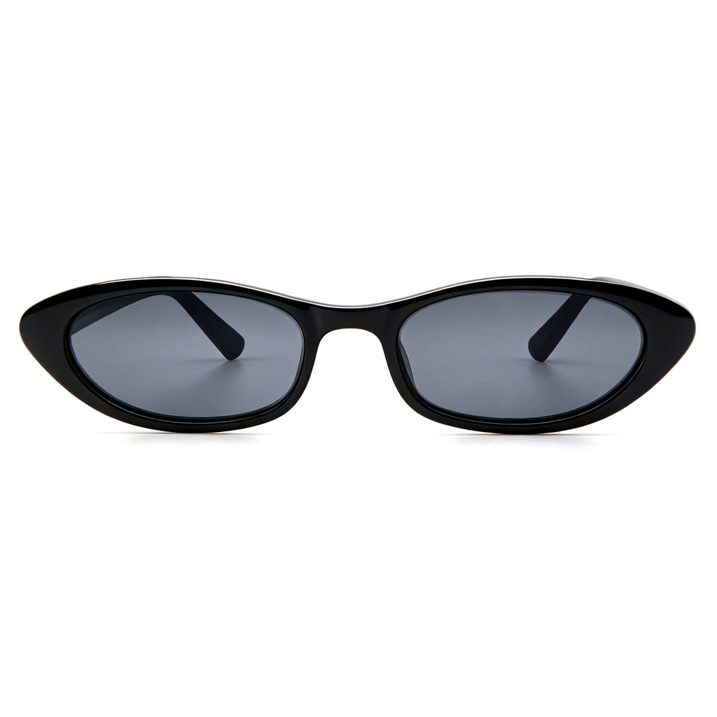 Retro Black Narrow Cat-Eye Sunglasses for Women