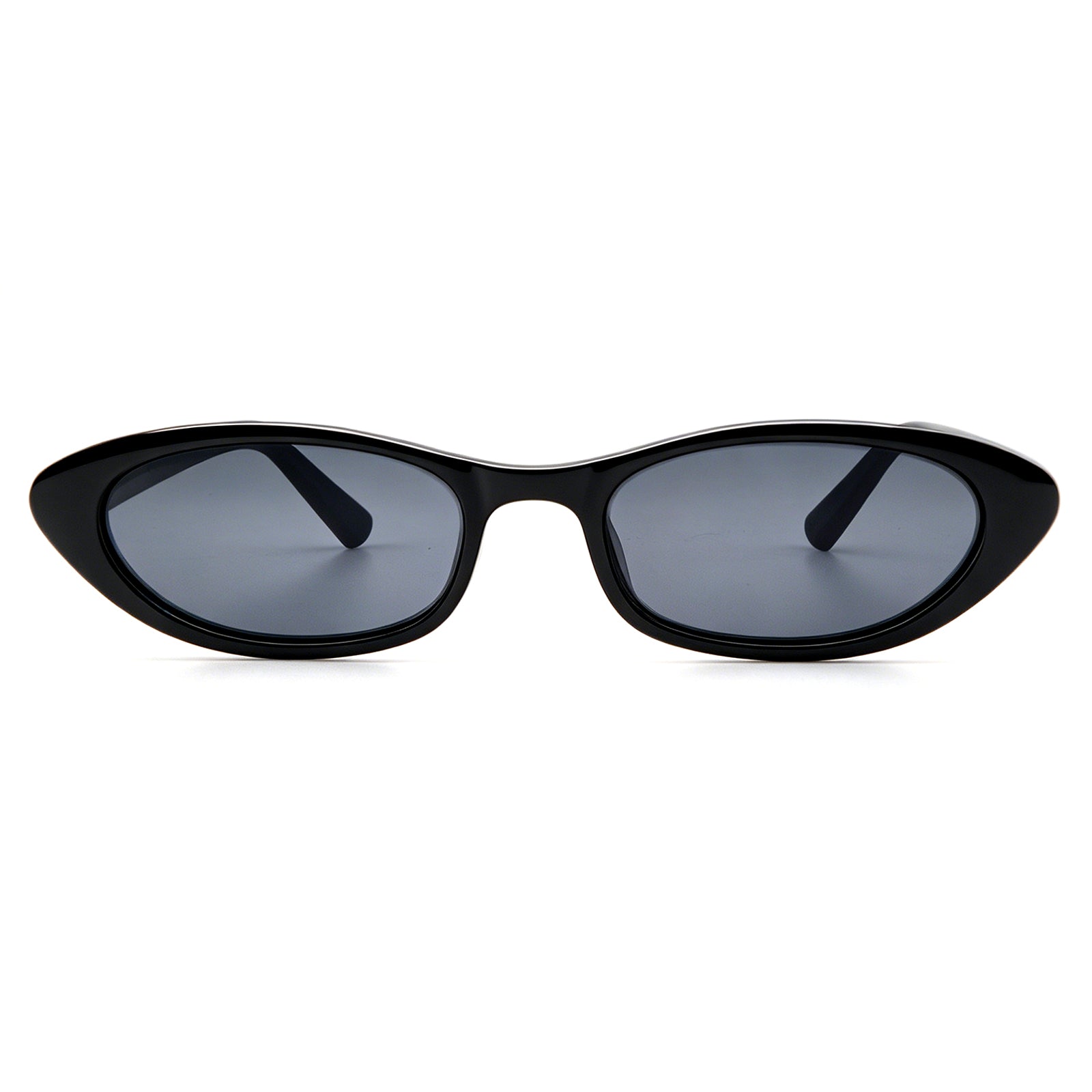 Retro Black Narrow Cat-Eye Sunglasses for Women