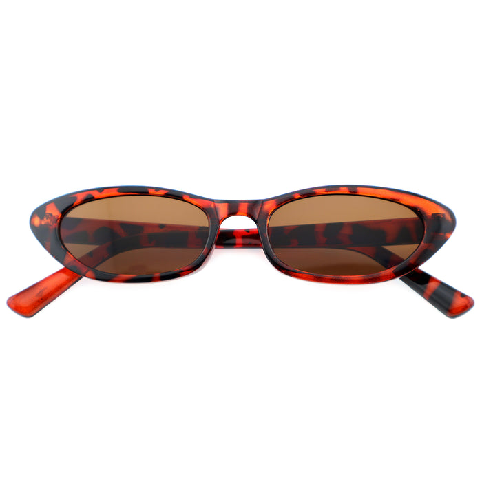 Retro Black Narrow Cat-Eye Sunglasses for Women